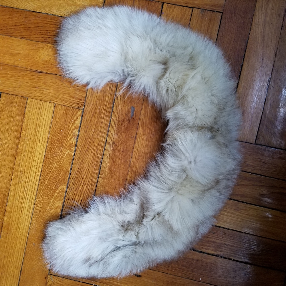 Vintage White Real Rabbit Fur Collar